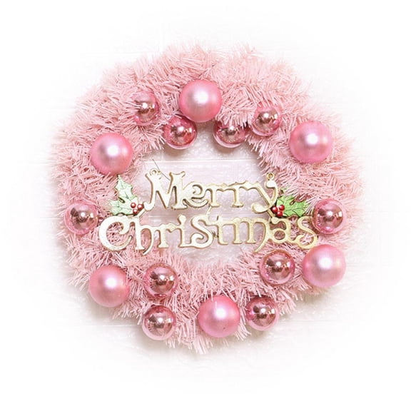 Chrismas Wreath Front Door, Pink Merry Christmas Wreath with Pink Balls for Xmas, Party, New Year Decoration Christmas Decorations for Indoor/Outdoor Decor