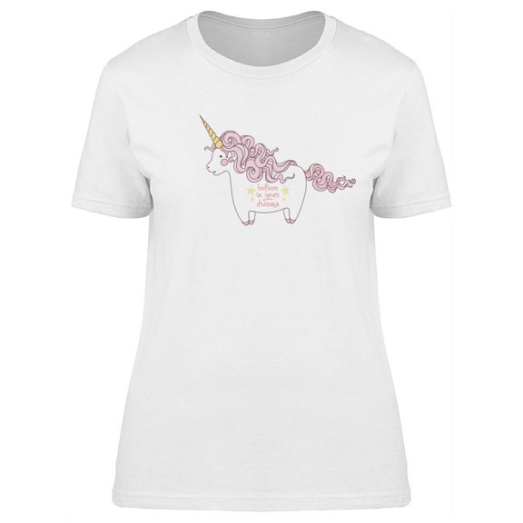 Pink Chubby Unicorn With Quote T-Shirt Women -Image by Shutterstock, Female Medium