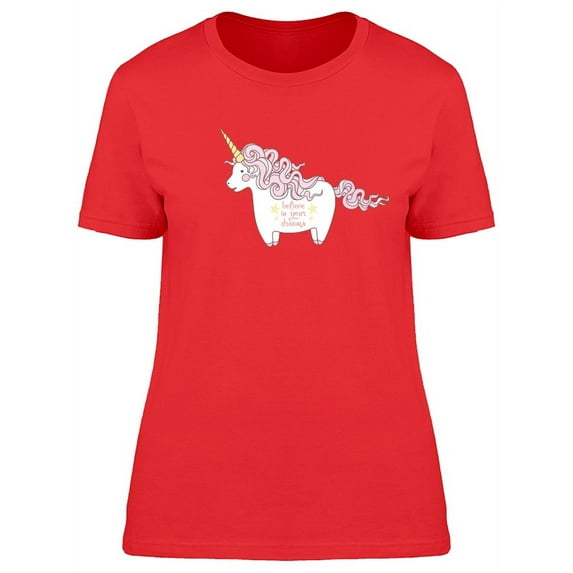 Pink Chubby Unicorn With Quote T-Shirt Women -Image by Shutterstock, Female Small