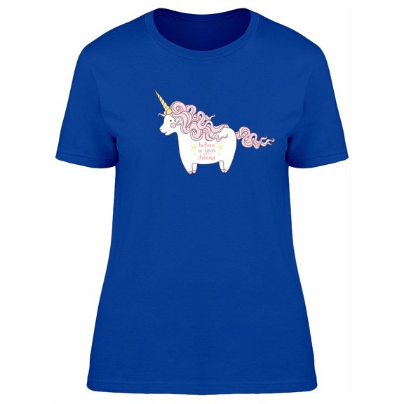 Pink Chubby Unicorn With Quote T-Shirt Women -Image by Shutterstock, Female Small