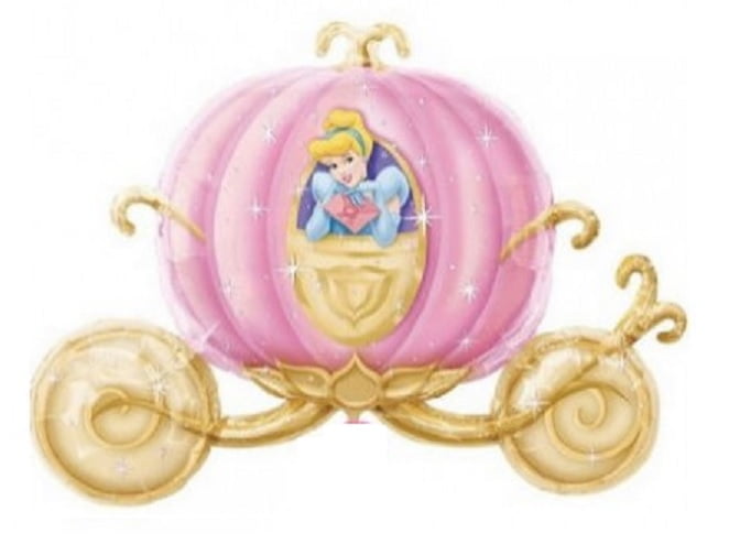 MAYFLOWER DISTRIBUTING Pink Cinderella Carriage Shaped Balloon Jumbo 33 Inch Mylar Balloon