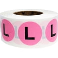 thumbnail image 1 of Pink Circle Large L Clothing Size Stickers, 3/4 Inch Round, 500 Labels on a Roll, 1 of 2