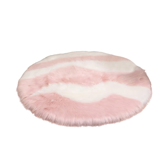Pink Circle Round Rug 24 inch Faux Fur Sheepskin Rugs for Living Room Fuzzy Rugs for Teen Girls Bedroom Teen Room Dorm Cute Rug Room Décor