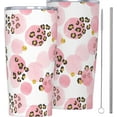 thumbnail image 1 of Pink Circles And Leopard Print Tumbler Travel Coffee Mug With Flip Lid 20 Oz Insulated Tumbler Cup Gift For Father Mother Friend Birthday, 1 of 6