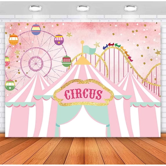 Pink Circus Backdrop Birthday Girls Pastel Tents Carnival Baby Shower ...