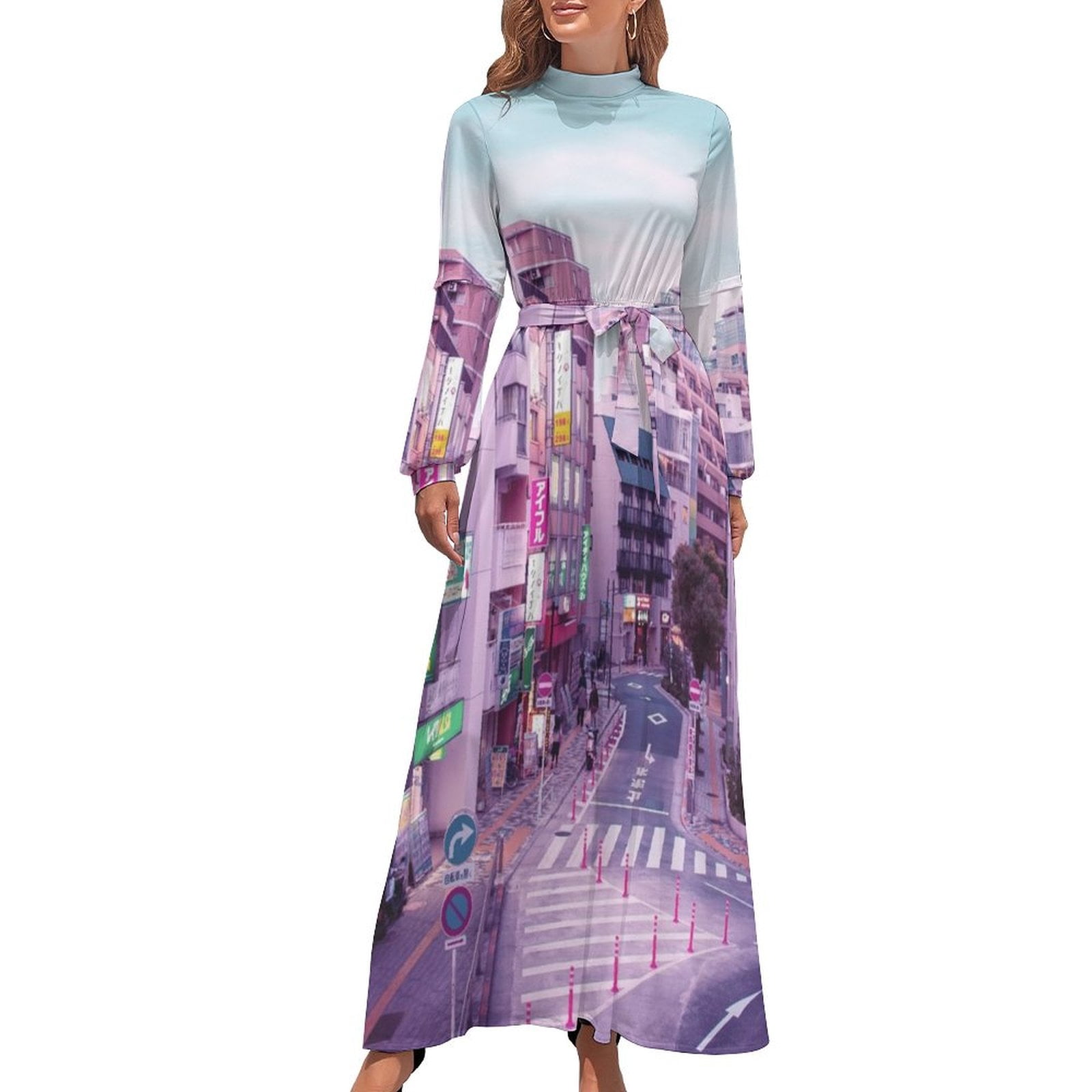 long aline dress with sleeves Long Sleeve High Neck A-Line Open Back Boho Modest Wedding Dress Made to Measure