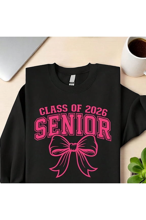 Pink Cl Of 2026 Senior Swea, 2026 Senior Sweater, Senior Coquette B1Ow Swea, Graduation Gift Long Sve, Gir1ly Coquette Senior Sweater TD1793