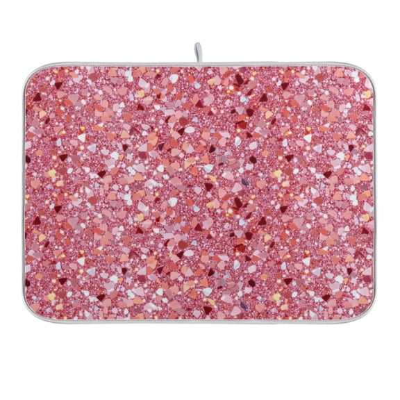 Pink Clastic Gemstone Dish Drying Mat 16x18 Absorbent Microfiber Draining Rack Pad for Kitchen Counter Sink