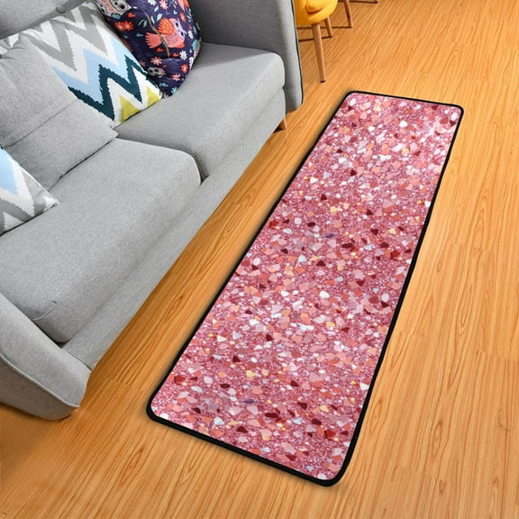 Pink Clastic Gemstone Hallway Runner Rug 2'X6' Non-Slip Washable Carpet Runner Kitchen Entryway Laundry Bedroom