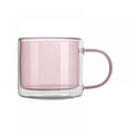 thumbnail image 1 of Pink Clear 9 Oz Glasses Mug Double Wall Cup Coffee Glassware With Handle, Usd For Wine Tea Or Cappuccino for Women Men Gifts, 1 of 3
