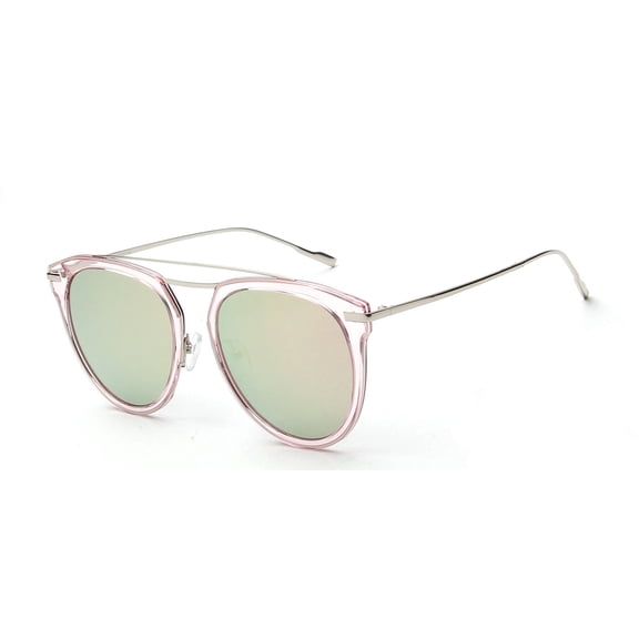 Pink & Clear Aviator Sunglasses - Soft Tone UV Protection for Women’s Social Events & Light Daily Casual Shades