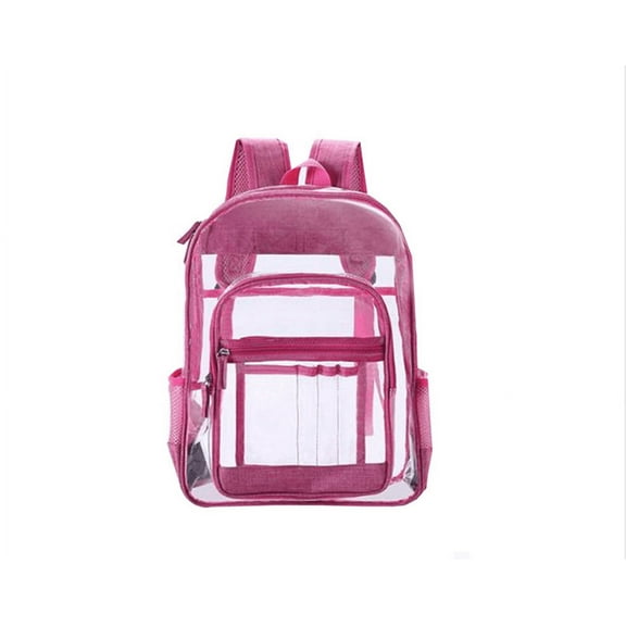 Pink Clear Backpack Transparent See Thru School Security Heavy Duty Bookbag