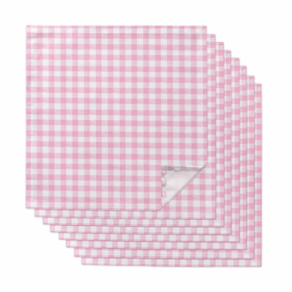 Pink Cloth Napkins, Country French Rustic Buffalo Plaid Modern Art Washable and Reusable Dinner Napkins Set of 8, Table Napkin for Kitchen Party Birthday Wedding Hotel Housewarming 20"x20"