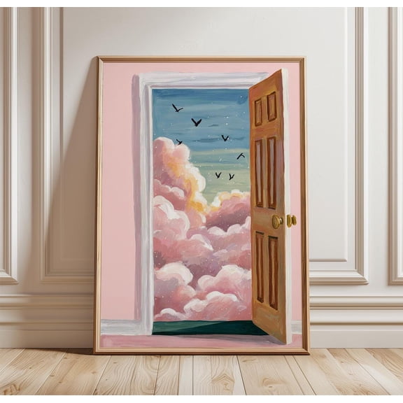 Pink Cloud Door Poster Dreamy Sky Wall Art