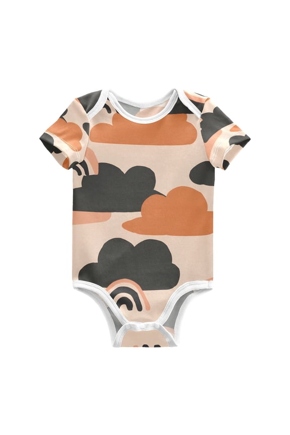 Pink Cloud Rainbow Baby Bodysuits 100% Cotton Short Sleeve for 0-24 Months Baby Golf Outfit 6Months