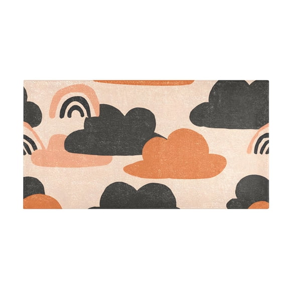 Pink Cloud Rainbow Bath Mat 39x20 Inch Soft Absorbent Non-Slip Plush Bathroom Rug for Floor