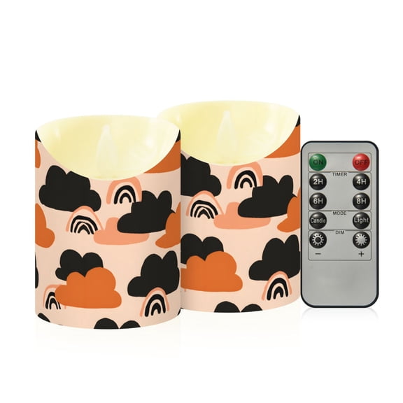 Pink Cloud Rainbow Flameless Candles 2 PCS with Remote Realistic Moving Flame LED Tapered Pillar Set for Home Decor