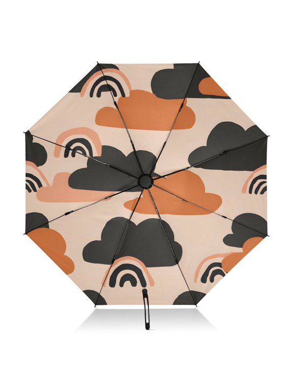 Pink Cloud Rainbow Umbrella Folding Sun Umbrella Travel Auto Open Close Large UV50+ 40in