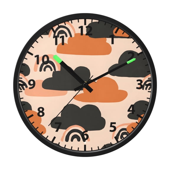 Pink Cloud Rainbow Wall Clock 12 Inch Voice Activated Night Light Silent Non Ticking