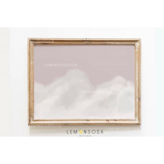 Pink Cloud Sky Print Nursery Wall Art Unframed Paper Print
