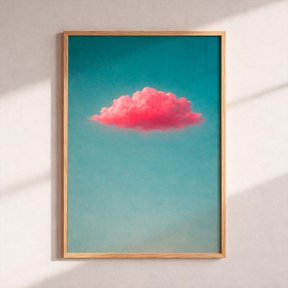 Pink Cloud Wall Art, Fluffy Pastel Clouds Poster, Dreamy Cotton Candy Sky Print, Aesthetic Teal Blue Background, Minimalist Home Decor Art UNFRAMED