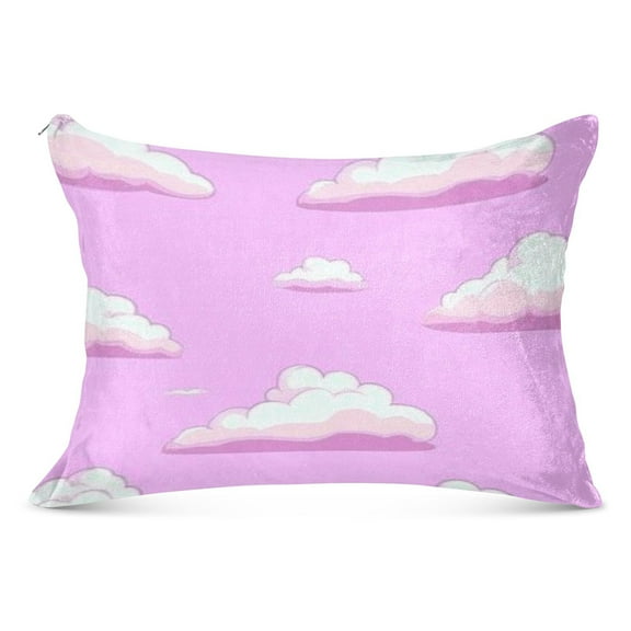 Pink Clouds 20x26" Standard Plush Pillow Case, Zippered Hypoallergenic Bed Pillowcase