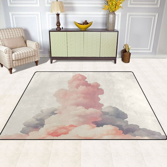 Pink Clouds 80''x58'' Extra Large Plush Memory Foam Rug, Soft, Absorbent, Non Slip