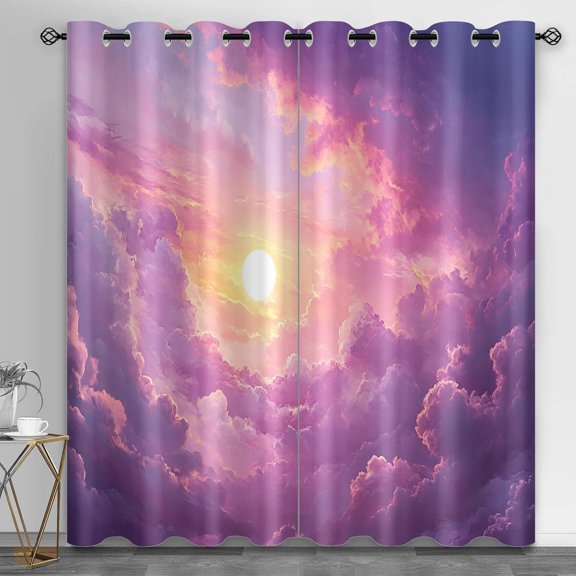 Pink Clouds Blackout Curtains, Fantasy Sky Cloud Curtains, Grommet Drapes for Living Room Bedroom Kitchen Home Decor 26"W x 54"L (Pack of 2)