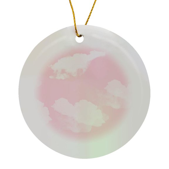 3drose, Pink Clouds, Circle Porcelain Ornament