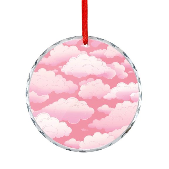 Pink Clouds Crystal Glass Christmas Ornament Girl Kid Bedroom Nursery Decor Christmas Glass Decoration Holiday Present Ideas