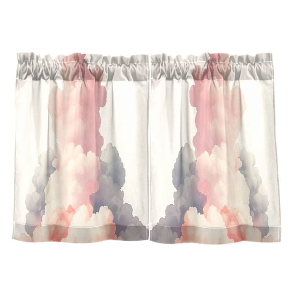 Pink Clouds Kitchen Curtains Tier Set 27x24 Inch 2 Panels Semi Sheer Light Filtering Privacy UV Protection