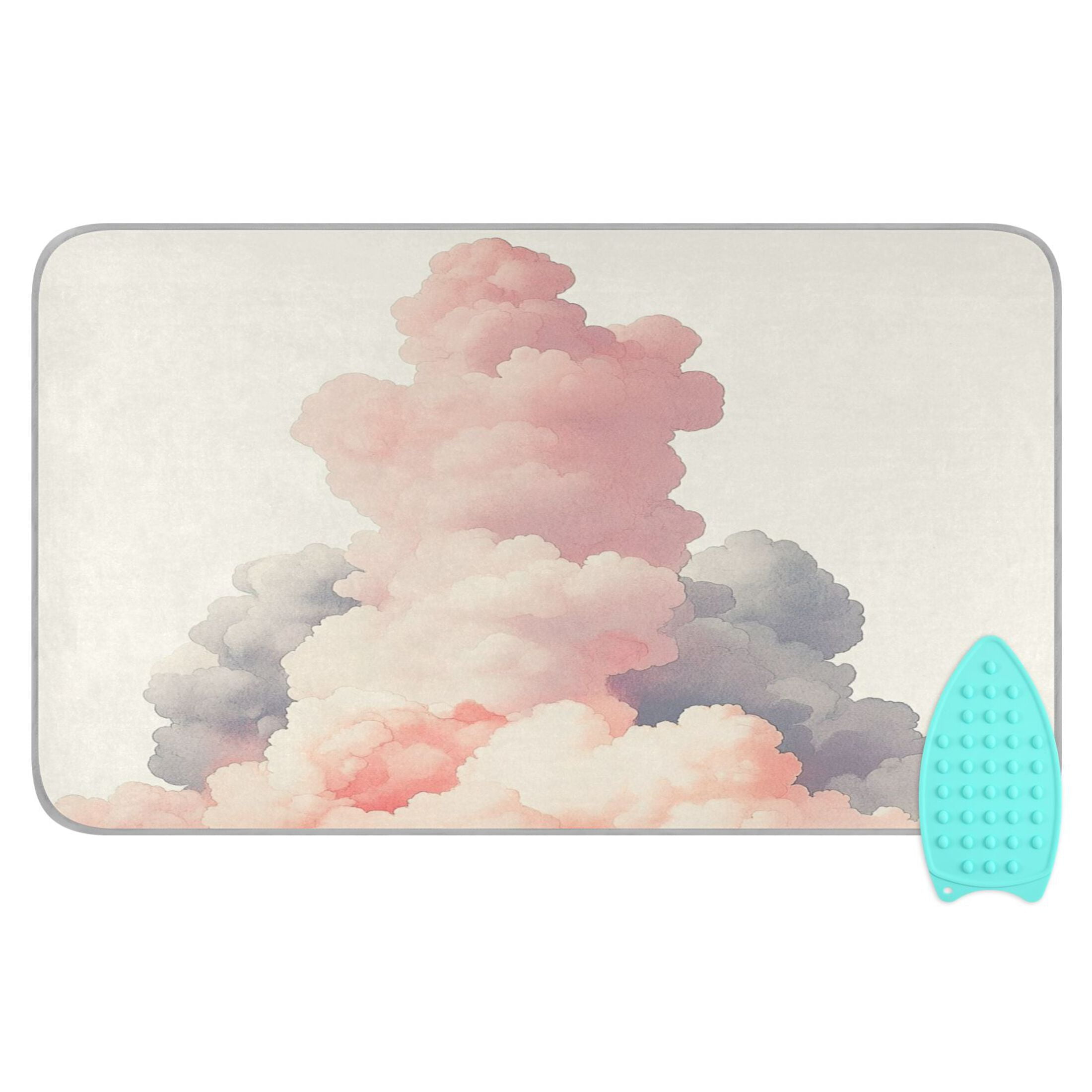 Pink Clouds Portable Ironing Mat, Heat-Resistant, Dual-Sided, Foldable for Easy Storage