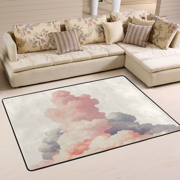 Pink Clouds Soft Polyester Area Rug 72''x48'', Non Slip, Memory Foam, Water Absorbent