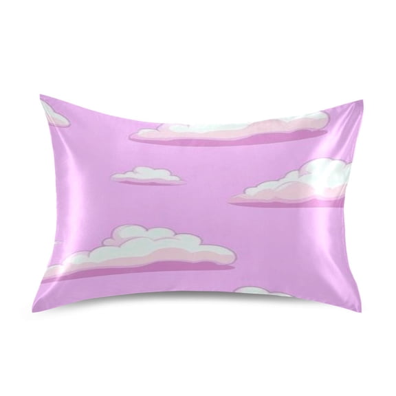 Pink Clouds Standard Size Satin Pillowcase 20''x26'' Double-Sided Print Soft Wrinkle Resistant