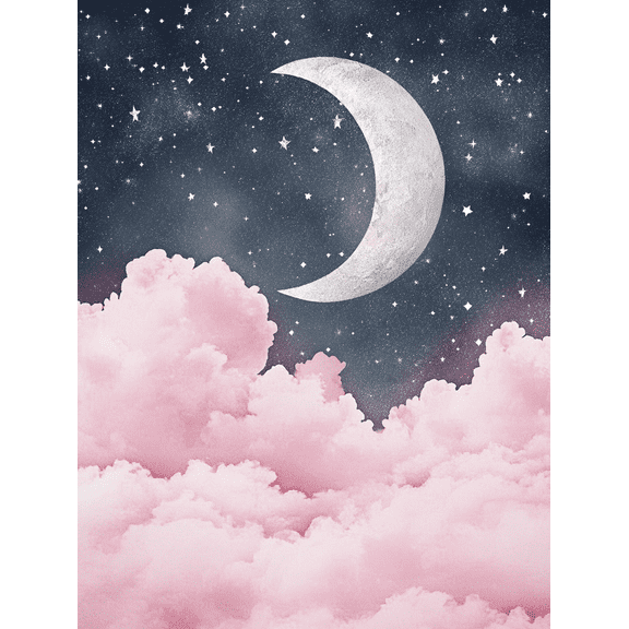 Pink Clouds and Crescent Moon Canvas Wall Art Perfect for Bedroom Living Room Nursery Bathroom and Office Decor