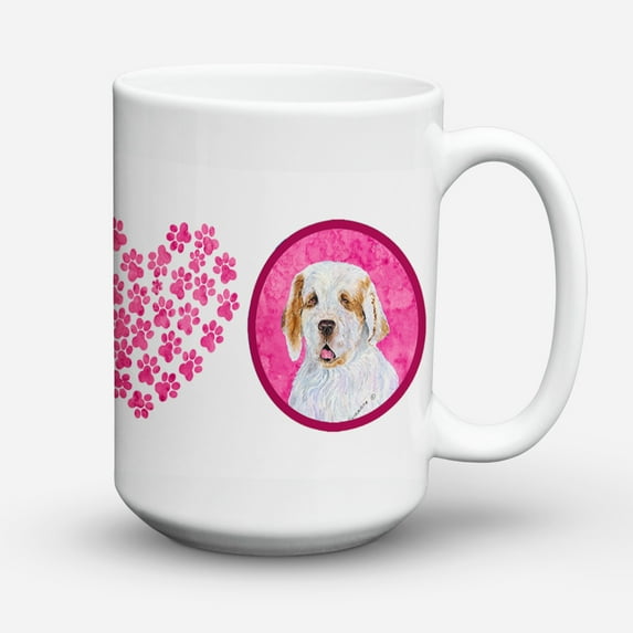 Pink Clumber Spaniel Coffee Mug 15 oz
