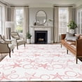 thumbnail image 1 of Pink Coastal Area Rugs 8'x10', Washable Small Throw Rugs for Living Room Patio, Starfish Nautical Ocean Sea Wooden Indoor Outdoor Rug Non-Slip Low Pile Carpet Runner Reversible Floor Mats, 1 of 8