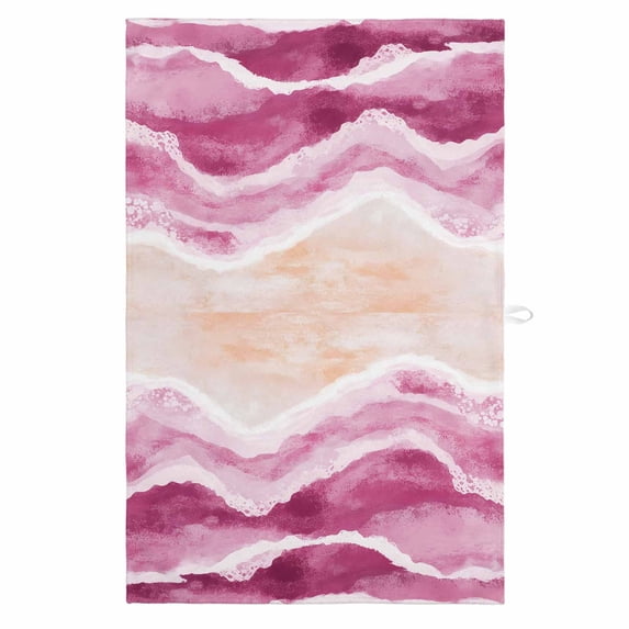 Pink Coastal Beach 1 Pack Kitchen Towel, Water Absorbent Dish Towel, Modern Oil Painting Nautical Decorative Hand Towels - Quick Drying Cloth for Cooking Baking, 18x28 Inch