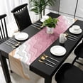 thumbnail image 1 of Pink Coastal Beach Cotton Linen Small Table Runner 13 x 48 inch Country Romantic Simple Sea Waves Non-slip Rectangular Dining Table Decor for Wedding Party Holiday Dinner, 1 of 8