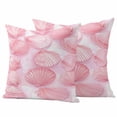 thumbnail image 1 of Pink Coastal Outdoor Waterproof Pillow Covers, Summer Shell Beach Nautical Seaside Decorative Square Throw Pillowcase Sofa Cushion Sham for Patio/Couch/Chair, 18"x18" 2 Pack, 1 of 8