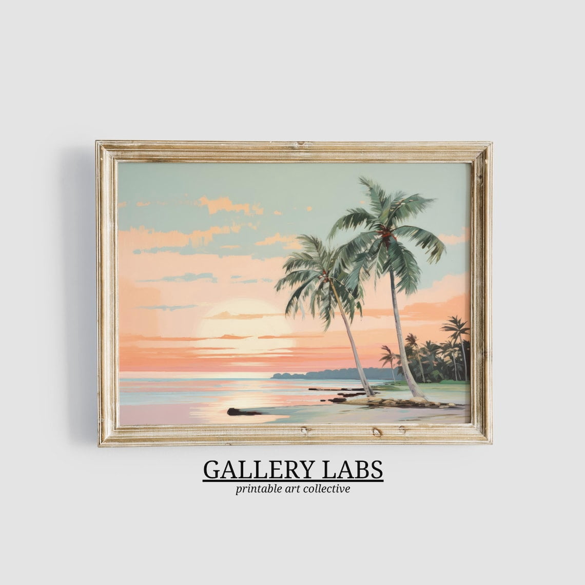 Pink Coastal Painting Lake House Wall Art Able Abstract Beach Print ...