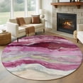 thumbnail image 1 of Pink Coastal Round Area Rug 7 FT, Non Slip Living Room Area Carpet, Summer Beach Nautical Abstract Art Washable Soft Circular Rug Non-Shedding Floor Carpet for Bedside Office Play Room Classroom, 1 of 9