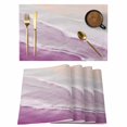thumbnail image 1 of Pink Coastal Wave Placemats Set of 6, Summer Modern Ocean Beach Placemats for Dining Table, Place Mats for Kitchen Tabletop, Waterproof Wipeable Dining Table Mats Set, 1 of 9