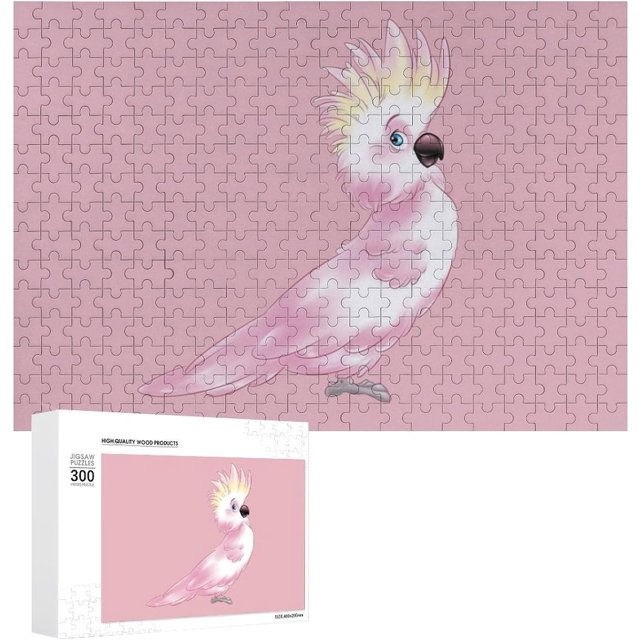 Pink Cockatoo Parrot 1000 Piece Jigsaw Puzzles Funny Wooden Puzzles for