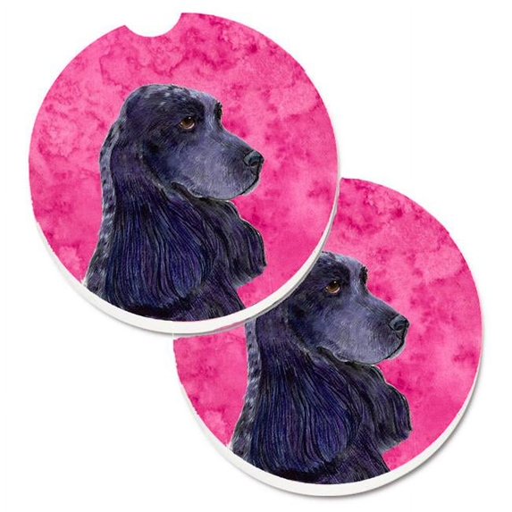Pink Cocker Spaniel Set of 2 Cup Holder Car Coaster