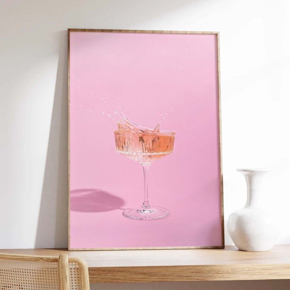 Pink Cocktail Cute Bar Car Neutral Trendy Kitchen Wall Art Print, Elegant Kitchen And Dining Theme For Cafe, Kitchen And Dining Room Decor