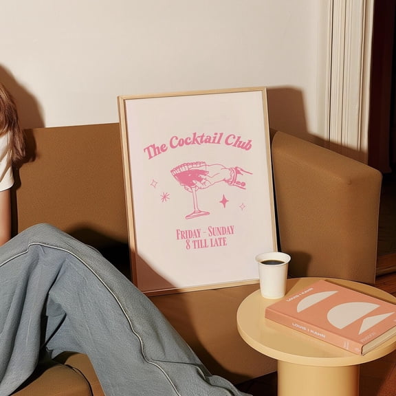 Pink Cocktail Print Trendy Cute Apartment Decor Dorm Prints Kitchen Wall Art Dining Room Wall Prints Unique Poster for home, Unframed Paper Poster 8x10in