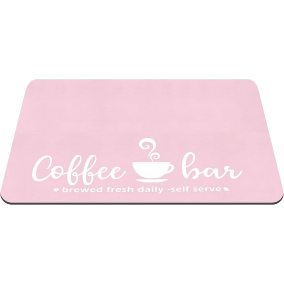 Pink Coffee Bar Mat Kitchen Accessories for Countertop Absorbent Dish Drying Rubber Backed Coffee Maker Pot Mat, 23.5 x 15.5 Inches