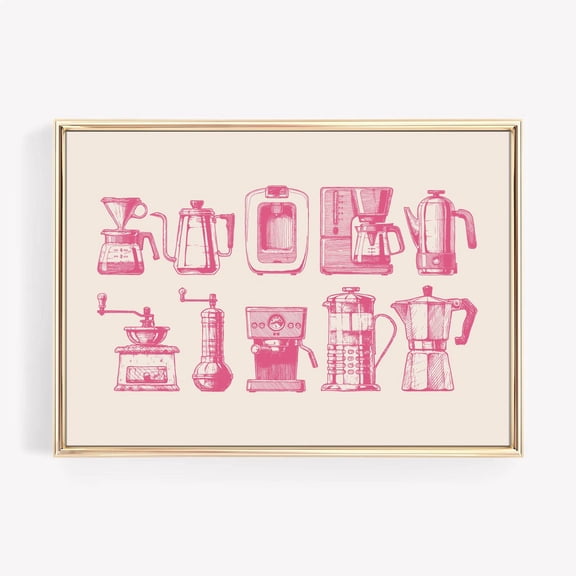 Pink Coffee Coffee Bar Wall Art, Unframed Canvas 8x10in