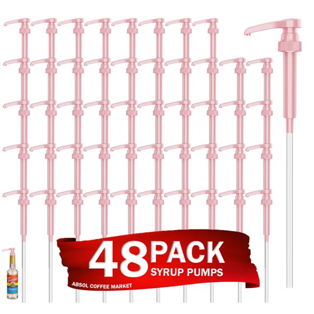 Pink Coffee Syrup Pump, 48 Pack, for 750ml/25.4 oz Syrup Bottle, Pink